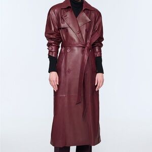 NWT Ducie Corrin Burgundy Leather Trench Coat XS/S